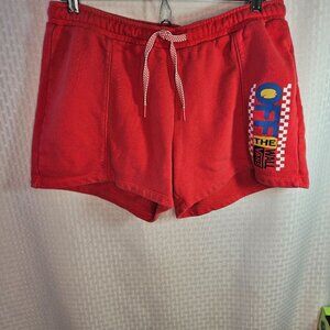 Vans Mens Medium Red Drawstring Shorts With Off The Wall Logo